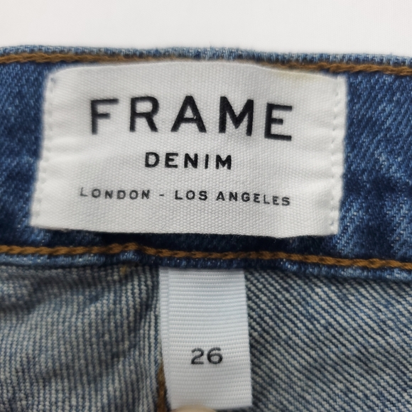 FRAME Womens Le Garcon Distressed Denim Crop Fray Hem Jeans in Newport Size 24 - Picture 2 of 12